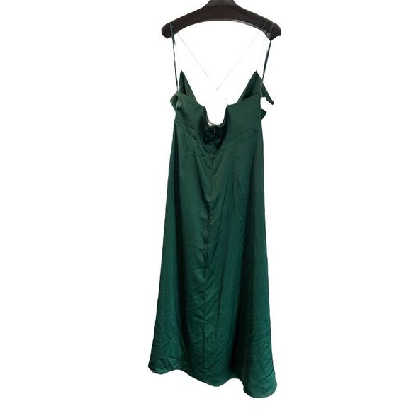 Fame and Partners Emerald Green Satin Maxi Dress 14 NWT - Picture 3 of 6
